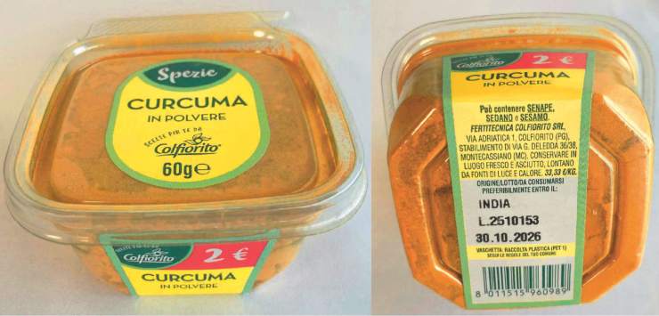 confezioni curcuma richiamo 